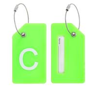 PATIKIL Initial Luggage Tags, 2 Pcs Silicone Suitcase Tag Identifier ID Card Holder Unique Luggage Name Tags with Stainless Steel Loop, Letter C, Green