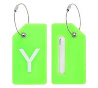 PATIKIL Initial Luggage Tags, 2 Pcs Silicone Suitcase Tag Identifier ID Card Holder Unique Luggage Name Tags with Stainless Steel Loop, Letter Y, Green
