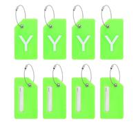 PATIKIL Initial Luggage Tags, 8 Pcs Silicone Suitcase Tag Identifier ID Card Holder Unique Luggage Name Tags with Stainless Steel Loop, Letter Y, Green