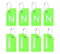 PATIKIL Initial Luggage Tags, 8 Pcs Silicone Suitcase Tag Identifier ID Card Holder Unique Luggage Name Tags with Stainless Steel Loop, Letter N, Green