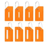 PATIKIL Initial Luggage Tags, 8 Pcs Silicone Suitcase Tag Identifier ID Card Holder Unique Luggage Name Tags with Stainless Steel Loop, Letter I, Orange
