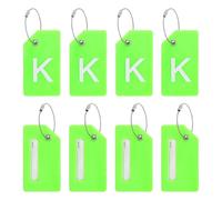 PATIKIL Initial Luggage Tags, 8 Pcs Silicone Suitcase Tag Identifier ID Card Holder Unique Luggage Name Tags with Stainless Steel Loop, Letter K, Green