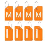 PATIKIL Initial Luggage Tags, 8 Pcs Silicone Suitcase Tag Identifier ID Card Holder Unique Luggage Name Tags with Stainless Steel Loop, Letter M, Orange