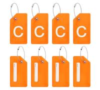 PATIKIL Initial Luggage Tags, 8 Pcs Silicone Suitcase Tag Identifier ID Card Holder Unique Luggage Name Tags with Stainless Steel Loop, Letter C, Orange