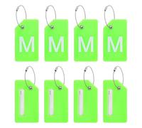 PATIKIL Initial Luggage Tags, 8 Pcs Silicone Suitcase Tag Identifier ID Card Holder Unique Luggage Name Tags with Stainless Steel Loop, Letter M, Green