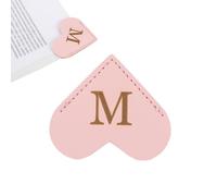 PATIKIL Initial m Corner Bookmarks, Heart Shape Leather Book Marks Page Markers Cute Page Clip for Men Women Teacher Reader Book Lover Writers, Pink