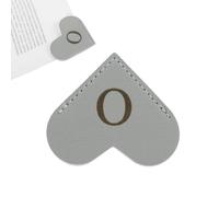 PATIKIL Initial O Corner Bookmarks, Heart Shape Leather Book Marks Page Markers Cute Page Clip for Men Women Teacher Reader Book Lover Writers, Gray