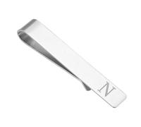 PATIKIL Initial Tie Clip for Men, Stainless Steel Letter N Alphabet Necktie Bar Pinch Clips 26 Letters A-Z with Gift Box for Regular Ties Wedding Father's Day, Silver Tone