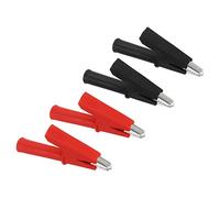 PATIKIL Insulated Alligator Clips Set, 2 Set Copper Crocodile Clip Clamp with 4mm Socket Banana Jack for Multimeter Electrical Circuit Test Measurement, Black Red