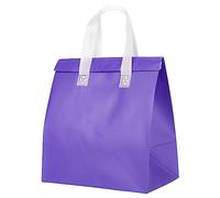 PATIKIL Insulated Take Away Bags, 25 Pcs Insulation Cooler Bag Grocery Thermal Bags 9.4 x 5.9 x 10.2 Inch for Hot Cold Frozen Food Delivery, Purple