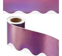 PATIKIL Iridescent Bulletin Board Border, 33 Feet Poster Chalkboard Cork Decoration Scalloped Borders Wall Decor for Classroom Office Locker, Purple