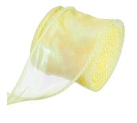 PATIKIL Iridescent Organza Ribbon 1.6 Inch x 10 Yard, Laser Sheer Organza Wired Ribbon Shimmer Fishtail Fabric Ribbons for Gift Flowers Bouquet Wrapping Presents Decorative, Yellow