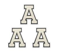 PATIKIL Iron on Letter Patches, 3 Pack Chenille Letter Patches Embroidered Patch for Repairing Jeans Clothing Bags Hats Shirts Craft, White Alphabet A