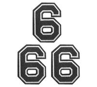 PATIKIL Iron on Numbers Patches, 3 Pack Chenille Number Patches Embroidered Patch for Repairing Jeans Clothing Bags Hats Shirts Craft, Black Number 6