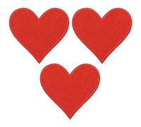PATIKIL Iron-on Patches, 3 Pack Heart Shaped Sew Embroidered Patches Love Appliques Embellishments for Clothing Jackets Hat Backpack Repairing Decorations, Red