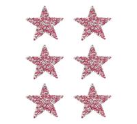 PATIKIL Iron on Star Patches, 6pcs Adhesive Applique Stars Silver Rhinestone Glitter Crystal Stickers Patch Fabric Embellishments for DIY Crafts Clothing Jeans Repair, Rose Red 6cm