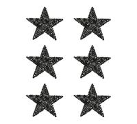 PATIKIL Iron on Star Patches, 6pcs Adhesive Applique Stars Silver Rhinestone Glitter Crystal Stickers Patch Fabric Embellishments for DIY Crafts Clothing Jeans Repair, Black 6cm