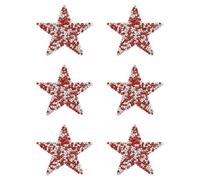 PATIKIL Iron on Star Patches, 6pcs Adhesive Applique Stars Silver Rhinestone Glitter Crystal Stickers Patch Fabric Embellishments for DIY Crafts Clothing Jeans Repair, Red 6cm