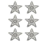 PATIKIL Iron on Star Patches, 6pcs Adhesive Applique Stars Silver Rhinestone Glitter Crystal Stickers Patch Fabric Embellishments for DIY Crafts Clothing Jeans Repair, Black 5.5cm