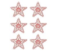 PATIKIL Iron on Star Patches, 6pcs Adhesive Applique Stars Silver Rhinestone Glitter Crystal Stickers Patch Fabric Embellishments for DIY Crafts Clothing Jeans Repair, Red 5.5cm