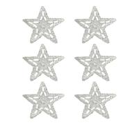 PATIKIL Iron on Star Patches, 6pcs Adhesive Applique Stars Silver Rhinestone Glitter Crystal Stickers Patch Fabric Embellishments for DIY Crafts Clothing Jeans Repair, Silver 5.5cm