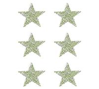PATIKIL Iron on Star Patches, 6pcs Adhesive Applique Stars Silver Rhinestone Glitter Crystal Stickers Patch Fabric Embellishments for DIY Crafts Clothing Jeans Repair, Light Green 6cm
