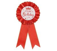 PATIKIL IT'S MY Birthday Pin, 5.9"x2.8" Tinplate Ribbon Badge Pin, Satin Fabric Award Ribbon for Birthday Party Decoration Women Men Adult Girl Boy, Red