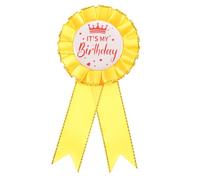 PATIKIL IT'S MY Birthday Pin, 5.9"x2.8" Tinplate Ribbon Badge Pin, Satin Fabric Award Ribbon for Birthday Party Decoration Women Men Adult Girl Boy, Yellow
