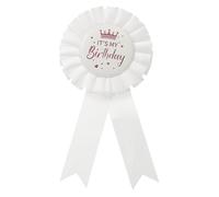 PATIKIL It's My Birthday Ribbon, Satin Fabric Tinplate Badge Pin Birthday Badge Pin for Women Brooch Gifts Party Decoration, White