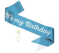PATIKIL It's My Birthday Sash, Glitters Fantasy Birthday Sash with Safety Pin for Women & Men, Light Blue Fantasy