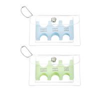 PATIKIL Japanese Coin Holder, 2 Pcs Portable JPY Coin Organiser Dispenser Hard Case Storage 6 Slots with PVC Pack for Japanese Yen Home Office Collection, Light Blue/Light Green