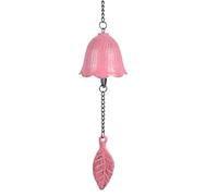 PATIKIL Japanese Wind Chime, Temple Bells Retro Outdoor Hanging Metal Iron Wind Chime for Outside Garden, Leaf, Pink