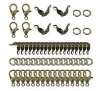 PATIKIL Jewelry Making Accessories Set, 100 Pcs Lobster Clasp 200 Pcs Bead Tips Knot Covers 500 Pcs Open Jump Ring for Jewelry DIY, Bronze