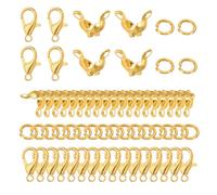 PATIKIL Jewelry Making Accessories Set, 100 Pcs Lobster Clasp 200 Pcs Bead Tips Knot Covers 500 Pcs Open Jump Ring for Jewelry DIY, Gold