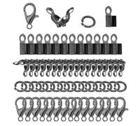 PATIKIL Jewelry Making Accessories Set, 50 Pcs Lobster Clasp 150 Pcs Bead Tips Knot Covers 150 Pcs Open Jump Ring 150 Pcs Fold Over Cord End Caps for Jewelry DIY, Black