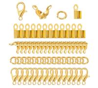 PATIKIL Jewelry Making Accessories Set, 50 Pcs Lobster Clasp 150 Pcs Bead Tips Knot Covers 150 Pcs Open Jump Ring 150 Pcs Fold Over Cord End Caps for Jewelry DIY, Gold
