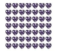 PATIKIL K9 Crystal Heart Beads 1 Holes Pendants, 50 Pack 14mm Chandelier Prisms Parts Ornaments Hanging Beads for DIY Arts Crafts Decoration, Dark Purple