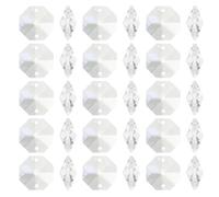 PATIKIL K9 Crystal Octagon Beads 2 Holes Pendants, 100 Pack 14mm Chandelier Prisms Parts Ornaments Hanging Beads for DIY Arts Crafts Decoration, Electroplating AB Color