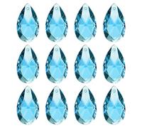 PATIKIL K9 Crystal Pendants Teardrop Beads, 12 Pack 28mm Chandelier Prisms Parts Hanging Beads DIY Lamp for Arts Crafts Decoration, Grass Green
