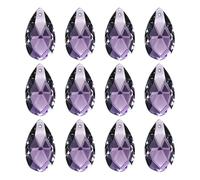 PATIKIL K9 Crystal Pendants Teardrop Beads, 12 Pack 28mm Chandelier Prisms Parts Hanging Beads DIY Lamp for Arts Crafts Decoration, Dark Purple