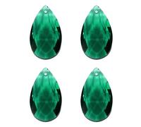 PATIKIL K9 Crystal Pendants Teardrop Beads, 4 Pack 38mm Chandelier Prisms Parts Hanging Beads DIY Lamp for Arts Crafts Decoration, Dark Green