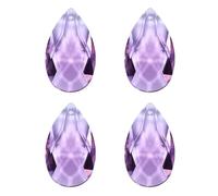 PATIKIL K9 Crystal Pendants Teardrop Beads, 4 Pack 38mm Chandelier Prisms Parts Hanging Beads DIY Lamp for Arts Crafts Decoration, Light Purple