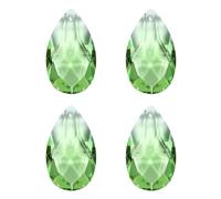 PATIKIL K9 Crystal Pendants Teardrop Beads, 4 Pack 38mm Chandelier Prisms Parts Hanging Beads DIY Lamp for Arts Crafts Decoration, Light Green