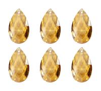 PATIKIL K9 Crystal Pendants Teardrop Beads, 6 Pack 38mm Chandelier Prisms Parts Hanging Beads DIY Lamp for Arts Crafts Decoration, Electroplating Gold Tone
