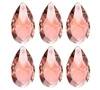 PATIKIL K9 Crystal Pendants Teardrop Beads, 6 Pack 38mm Chandelier Prisms Parts Hanging Beads DIY Lamp for Arts Crafts Decoration, Light Red