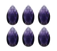 PATIKIL K9 Crystal Pendants Teardrop Beads, 6 Pack 38mm Chandelier Prisms Parts Hanging Beads DIY Lamp for Arts Crafts Decoration, Dark Purple