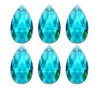 PATIKIL K9 Crystal Pendants Teardrop Beads, 6 Pack 38mm Chandelier Prisms Parts Hanging Beads DIY Lamp for Arts Crafts Decoration, Navy Blue
