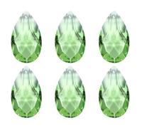PATIKIL K9 Crystal Pendants Teardrop Beads, 6 Pack 38mm Chandelier Prisms Parts Hanging Beads DIY Lamp for Arts Crafts Decoration, Light Green