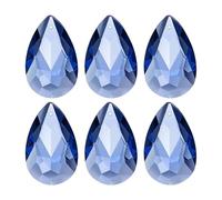 PATIKIL K9 Crystal Teardrop Pendants Oval Beads, 6 Pack 38mm Chandelier Prisms Parts Hanging Beads DIY Lamp for Arts Crafts Decoration, Blue