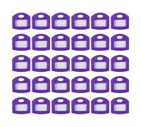 PATIKIL Key Cap Tags 1 Inch, 30 Pcs PVC Key Covers Caps with Blank Labels and Clear Windows Identifier Protectors for Regular Thin Flat House Keys, Purple